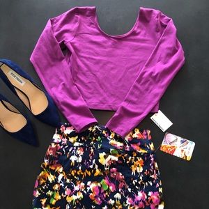 American Apparel Long Sleeve Purple Crop Top